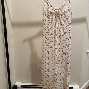 Abercrombie & Fitch White Floral Dress with Orange and Green Accents
